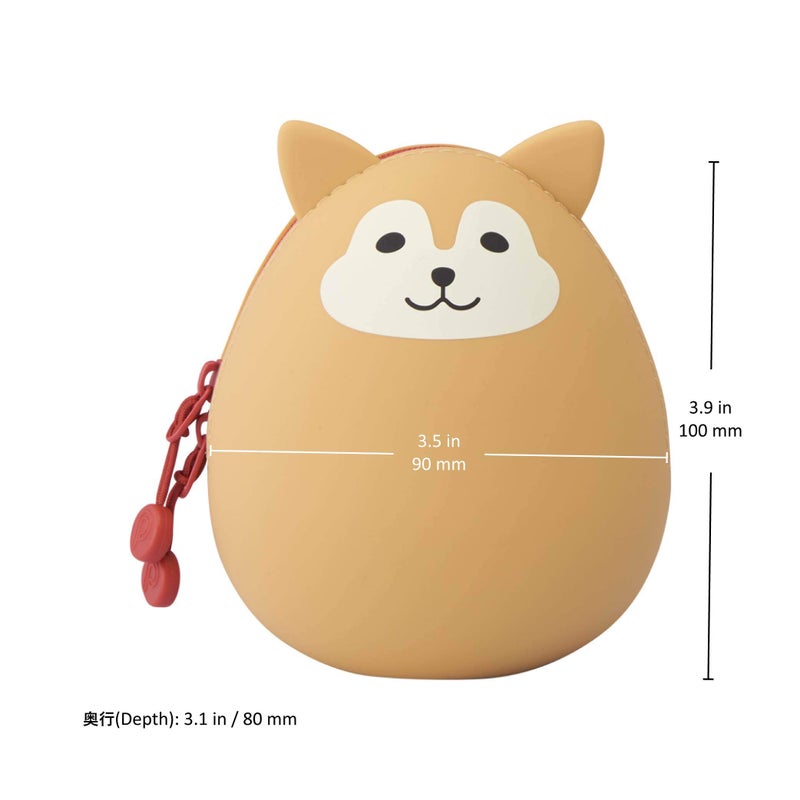 LIHITLAB LIHIT LAB PuniLabo Mini Zipper Pouch, Egg-Shaped, 2.2"" x 2.4"", Shiba Dog (A7782-2) - Image 2